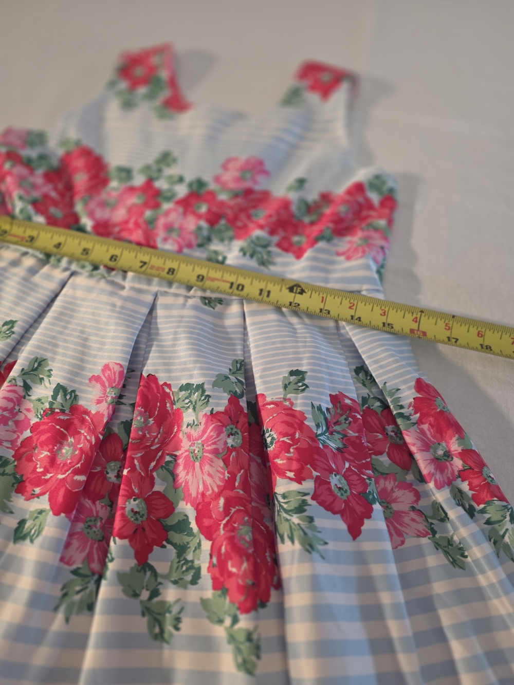 Special Editions Girls Pink Floral Stripe. Size 16 Fit-and-Flare Dress - Picture 3 of 9